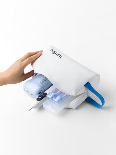 usmile Travel Case for Electric Toothbrush & Water Flosser – Water-Resistant PU Leather Hanging Toiletry Bag, Fits C10, C30, P10S, Y10PRO, Y20PRO, Ideal for Travel, Gym & School(White) - color: White
