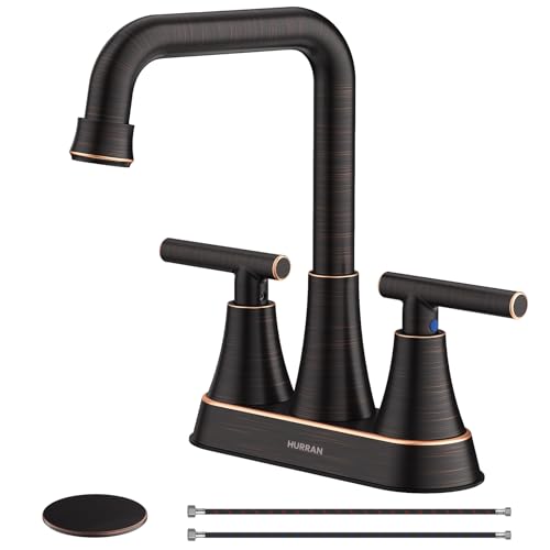 Oil Rubbed Bronze 4 inch Centerset Bathroom Faucet for Sink 2 Hole | Bathroom Sink Faucet with Pop-up Drain and Supply Lines, Stainless Steel 2-Handle Centerset Faucet for Vanity RV Restroom - color: Oil Rubbed Bronze