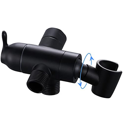 Shower Arm Diverter with Handshower Mount, G1/2 Brass 3 Way Shower Diverter Valve Bathroom Universal Shower System Replacement for Handheld Shower and Fixed Shower Head(Matte Black) - color: Matte Black