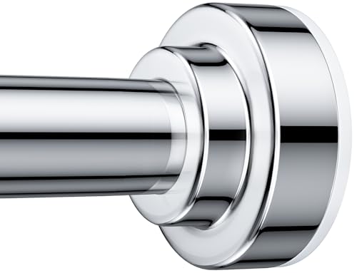 TEECK Shower Curtain Rod, 32-68 inch Adjustable Spring Tension Curtain Rod, Never Rust Anti-Slip Shower Curtain Rod for Bathroom, No Drilling, Never Collapse, Easy to Use, Silver - color: Silver, size: 32-68 Inches