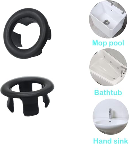 4 Pack Bathroom Basin Sink Round Hole Trim Overflow Cover Rings Hole Insert in Cap Hollow Ring Triangle for Hole Diameter Replacement Ceramic Pots for Home,Sink,Bathroom,Kitchen (Black) - color: 4 Pcs Black