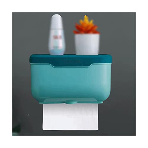 Stainless Steel Toilet Paper Holder，Recessed Toilet Paper Holder，Plastic Tissue Box Cover Tissue Cover with lid Bathroom Home Paper Holder Boxes Storage Box(Blue+Green) - size: Blue+Green