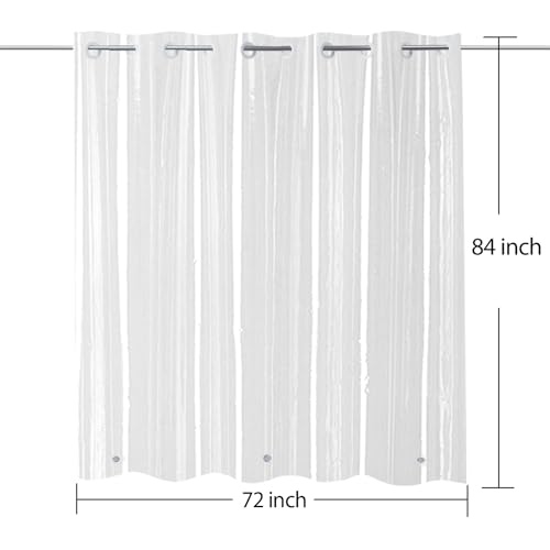 Clear Shower Curtain Liner 84 Inches Long Hook Free PEVA Waterproof | No Hook Needed Tall Shower Liner PEVA Plastic Vinyl Waterproof Heavy Duty Transparent 72x84 Inches - color: Clear, size: 72"W x 84"L (Pack of 1)