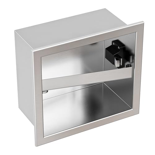 Qeke Recessed Toilet Paper Holder 304 Stainless Steel, Brushed Nickel | Rustproof Toilet Paper Holder Built-in, in Wall Tissue Paper Holder with Push-to-Open Rod for Bathroom & RV - color: Brushed Nickel