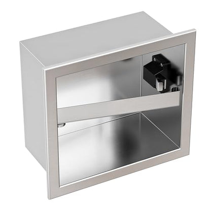 Qeke Recessed Toilet Paper Holder 304 Stainless Steel, Brushed Nickel | Rustproof Toilet Paper Holder Built-in, in Wall Tissue Paper Holder with Push-to-Open Rod for Bathroom & RV - color: Brushed Nickel