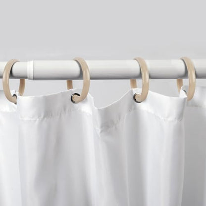Beige Shower Curtain Hooks - 12 Pcs Circular Plastic Shower Curtain Rings for Bathroom - O Shaped Ivory Cream Shower Hooks Rings for Shower Curtain Rod - color: Beige