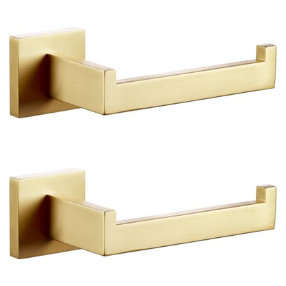 KOKOSIRI Gold Toilet Paper Holder Toilet Roll Holder for Bathroom Kitchen Washroom T-304 Stainless Steel Wall Mounted, 2 Pack, B2003BG-P2 - color: Brushed Gold, size: Without Shelf(2 Pack)