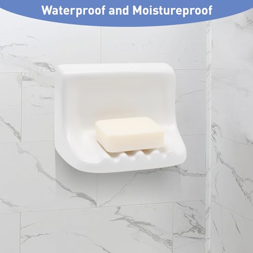 White Vintage Wall Mounted Ceramic Soap Dish Holder Bathroom Shower Wall