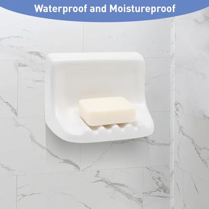 White Vintage Wall Mounted Ceramic Soap Dish Holder Bathroom Shower Wall