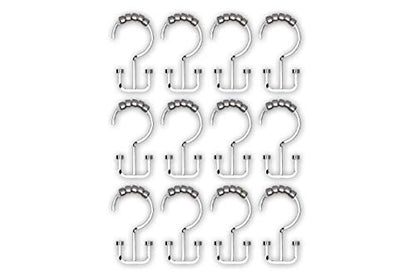 HK1SS Deco Flat Double Roller Shower Curtain Hooks; Chrome - color: Chrome