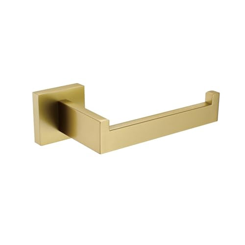TASTOS Toilet Paper Holder Brushed Gold, Toilet Tissue Roll Holders Dispenser and Hangers Wall Mounted for Bathroom & Kitchen, Stainless Steel Modern Square Style - color: Brushed Gold, size: Square (1 pack)