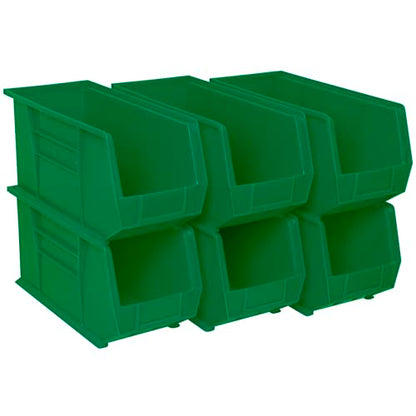 Akro-Mils 30265 AkroBins Plastic Storage Bins, 18"x8.25"x9", Green, 6-Pack | Space-Saving Stackable Bins for Garage, Pantry, Craft Organization - color: Green