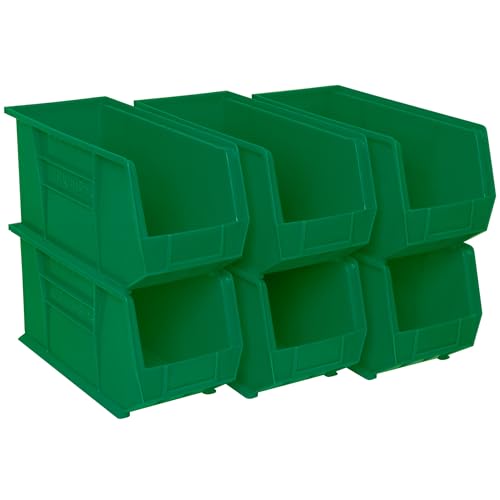 Akro-Mils 30265 AkroBins Plastic Storage Bins, 18"x8.25"x9", Green, 6-Pack | Space-Saving Stackable Bins for Garage, Pantry, Craft Organization - color: Green