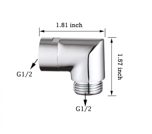 90 degrees Shower Head Elbow Adapter, Shower Arm Elbow Adapter for Wall mounted Shower or Hand Shower, Chrome - style: 90 degrees