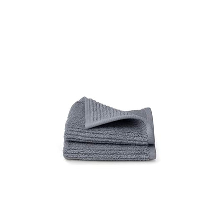 BOLL & BRANCH Turkish Ribbed Washcloth Set, Mineral | Set of 2 - 100% Organic Turkish Cotton - Soft Absorbent Luxury Spa Washcloths, Ribbed Texture - Quick Dry Bathroom Essentials - color: Mineral, style: Turkish Ribbed