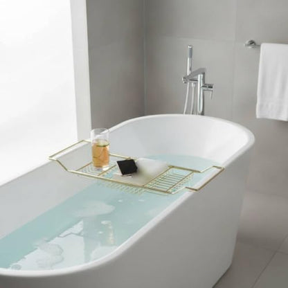 Bathtub Rack Adjustable Bathtub Tray Rust Resistant Bath Tray for Home Spa, Imitation Gold Plated Stainless Steel Bathroom Rack Without Book Holder - style: Imitation Gold Plated Stainless Steel Bathroom Rack Without Book Holder