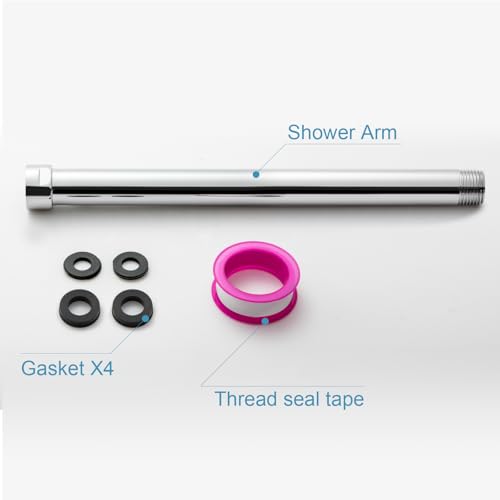 OFFO Shower Head Extension Arm, 10 in Shower Arm Extension Shower Head Extender Made of 304 Stainless Steel Shower Pipe Extension, Chrome - color: Chrome, style: 10 in