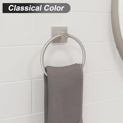 BGL Towel Ring Brushed Nickel Modern Hand Towel Ring 2 Packs for Bathroom Wall Mounted Bathroom Towel Holder Bathroom Towel Rack - color: Stain Nickel, size: SQUARE