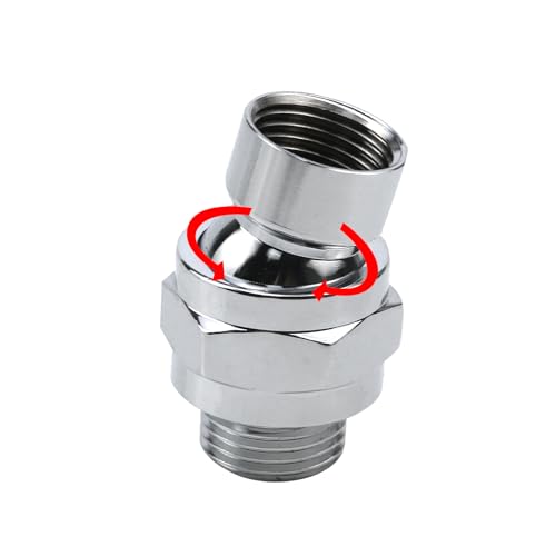 Chrome Finish Shower Head Swivel Ball For G1/2 Universal Shower Arm | 360°Brass Chrome Shower Head Elbow Adapter Adjustable - color: Chrome Finish