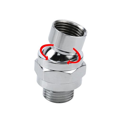 Chrome Finish Shower Head Swivel Ball For G1/2 Universal Shower Arm | 360°Brass Chrome Shower Head Elbow Adapter Adjustable - color: Chrome Finish