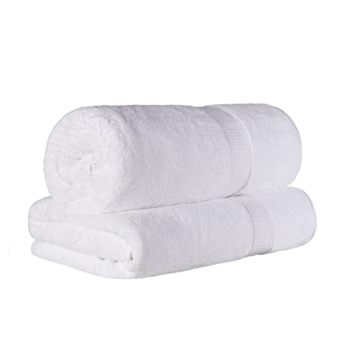 SUPERIOR Egyptian Cotton Pile Heavyweight Bath Sheet, 2 Piece Set, White | Highly Absorbent, Ultra Soft Luxury 800 GSM Towel Set for Bathroom, Shower, Hotel Essentials Oversize Plush Madeline Towels - color: White, size: Bath Sheet 2-Pack