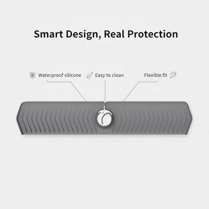 30 Inch Silicone Kitchen Sink Faucet Mat, Adjustable Waterproof Splash Guard Draining Mat Keep Countertops Dry (Green) - color: Green
