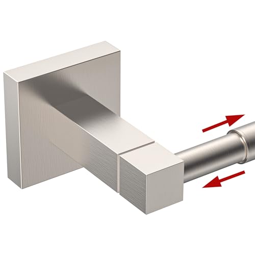 RUACQ Adjustable Towel Bar, Towel Racks for Bathroom Wall Mounted, Nickel | Adjust 13.8 to 24 inch Single Towel Rod, Bath Towel Holder, 304 Stainless Steel, Rustproof, Square Base, Heavy Duty, Modern - color: Brushed Nickel, size: 13.8-24 inch(Center to C