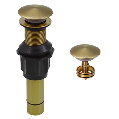 Bathroom Sink Drain Without Overflow, Antique Brass Bathroom Sink Stopper for Vanity Vessel Sink, Rapid Draining Stainless Steel Pop Up Drain with Hair Catcher Anti-Clog Strainer - color: Antique Brass