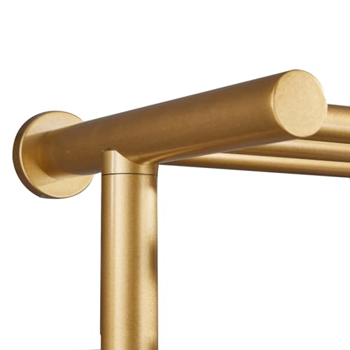 Gold Heated Towel Warmer Rack, Electric Heated Towel Drying Rack for Bathroom Radiator 70W, 7 Bar Wall Mounted Heated Towel Rail with Top Shelf Stainless steel Towel Warmer, 72*45*25Cm(Plug In)