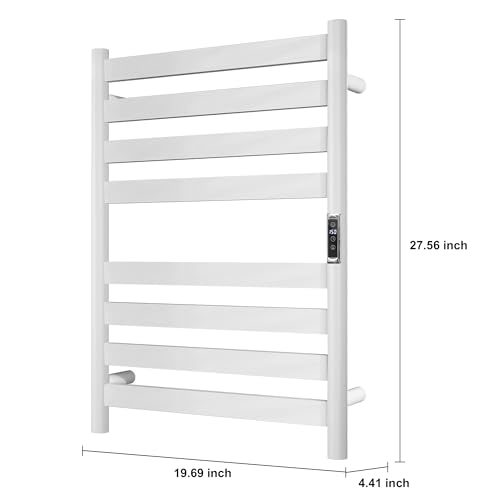 Heated Wall Mounted Electric Towel Warmer Rack,Timer & Temperature Control, 8 Bar Stainless Steel Towel Heater for Bathroom (White, 8 Bars) - color: White, size: 8 Bars