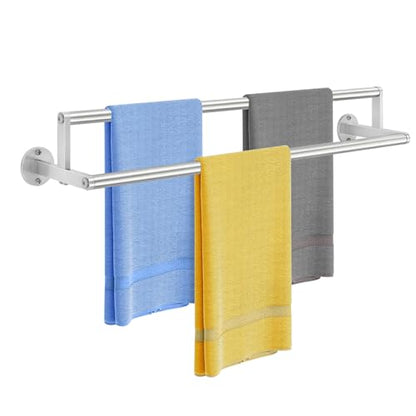 Double Towel Racks for Bathroom, 24 inch Double Towel Bar, Bathroom Towel Rack Wall Mounted, Double Towel Rod Stainless Steel Bathroom Towel Holder(Brushed Nickel) - size: 24 Inch