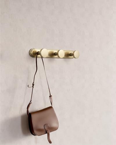 Goo-Ki 1 Pack Champagne Bronze Coat Rack Wall Mount Heavy Duty, Towel Rack Zinc Alloy Coat Hooks Wall Mounted for Hanging Bag Hat Clothes - color: Champagne Bronze, size: 3 Hooks