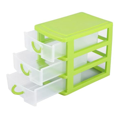 3-Layer Plastic Drawer Organizer for Jewelry, Makeup & Small Items, Space-Saving Storage Box with Dividers, Compact for Bedroom, Bathroom or Office(Green)