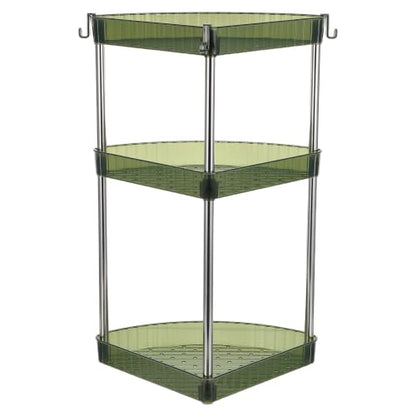 Triangle Corner Bathroom Shelf with 3-Tier Storage, Moisture Resistant Pet and Stainless Steel Material, User-Friendly Assembly, Minimalist Design for Bathroom and Washroom