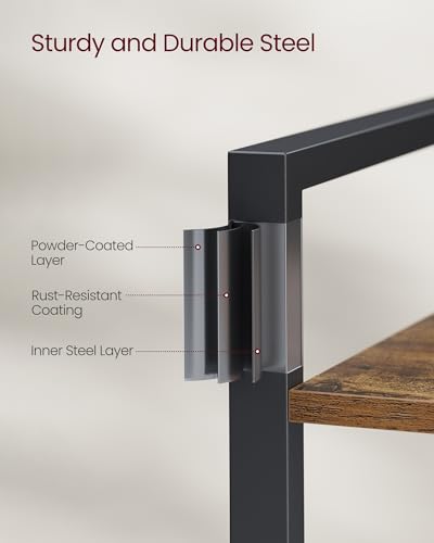 VASAGLE 3-Tier Bookshelf, Bookcase with Steel Frame, Book Shelf for Living Room, Home Office, Study, 9.4 x 15.7 x 30.1 Inches, Industrial Style, Rustic Brown and Ink Black ULLS098K02 - color: Rustic Brown + Ink Black, size: 3 Tiers (9.4"D x 15.7"W x 30.1"