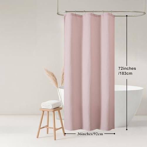 Blush Shower Curtain, Stall Small Waffle Weave Heavy Fabric Shower Curtains for Narrow Size Bathroom, Waterproof Soft Hotel Spa Luxury Bath Curtain Set, Machine Washable, Blush, 36x72 Inch - color: Blush, size: 36"W x 72"L (Pack of 1)