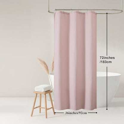 Blush Shower Curtain, Stall Small Waffle Weave Heavy Fabric Shower Curtains for Narrow Size Bathroom, Waterproof Soft Hotel Spa Luxury Bath Curtain Set, Machine Washable, Blush, 36x72 Inch - color: Blush, size: 36"W x 72"L (Pack of 1)