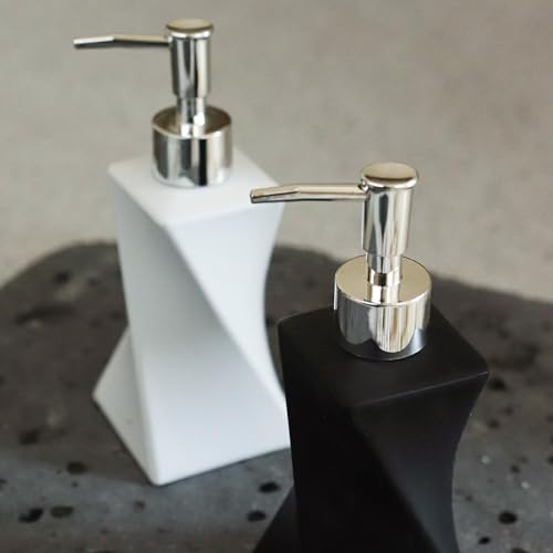 2 Pack Modern White & Black Soap Dispenser Set, Bathroom 8.5oz | Contemporary Art Style, Twisted Geometric Dish Soap Dispenser Set for Bathroom and Kitchen Sink - color: Black & White 2pcs Set