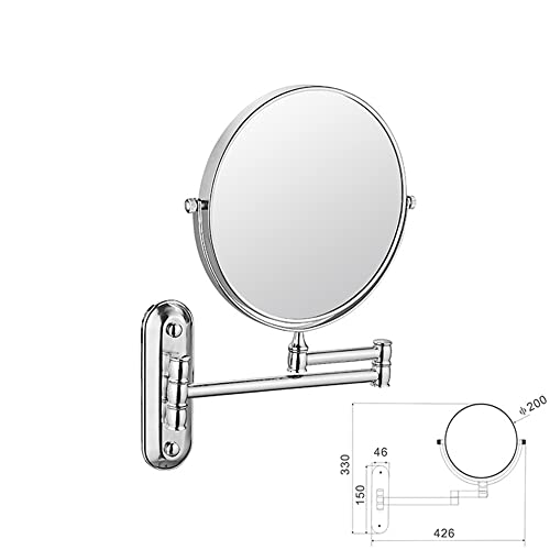 Beauty Mirror,10X Hotel Bathroom Wall Mounted Makeup Mirror, 8 Inch Extendable Bathroom Mirror Foldable Magnifying Double-Sided Shaving Mirror for Bathroom Vanity Brushed Nickel 8 inches 7X