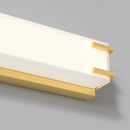 LED Bathroom Light Fixtures Over Mirror 24.4” Vanity Light with Milky White Lampshade 4000K Daylight Gold Bath Bar (Gold) - color: Gold, size: 24 inch