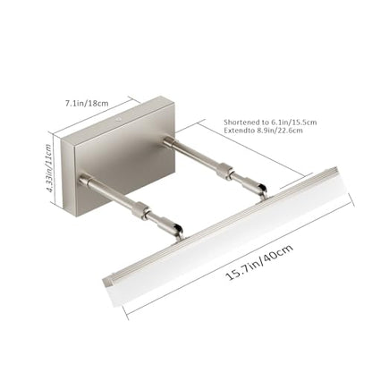 Aipsun Brushed Nickel Vanity Light 16 inch Modern Wall Sconces Adjustable LED Bathroom Light Fixtures Over Mirror Rotatable Vanity Lighting 5500K - color: Brushed Nickel, size: 15.7 in