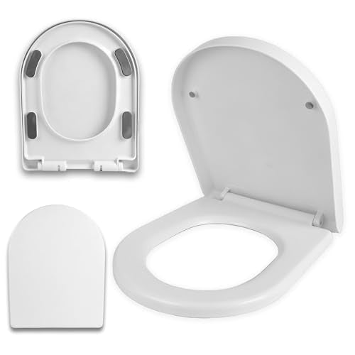 elongated U Toilet Seat Soft Close Quick Release White PP Seat | Soft close toilet seat with quick release hinge, durable PP material, stable design, easy cleaning and simple installation - size: 18.3*14.2in