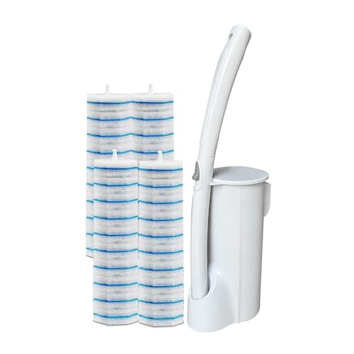 40 Disposable Toilet Brush Replacement Pads, Wall Mounted Toilet Holder Set Toilet Cleaning System Starter Kit, Toilet Stick Pads (White) - color: White