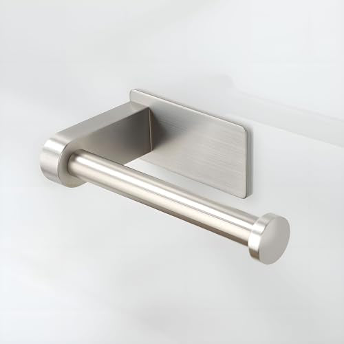 YIGII Self Adhesive Toilet Paper Holder - Bathroom Toilet Paper Holder Stand no Drilling Stainless Steel Brushed - color: Silver