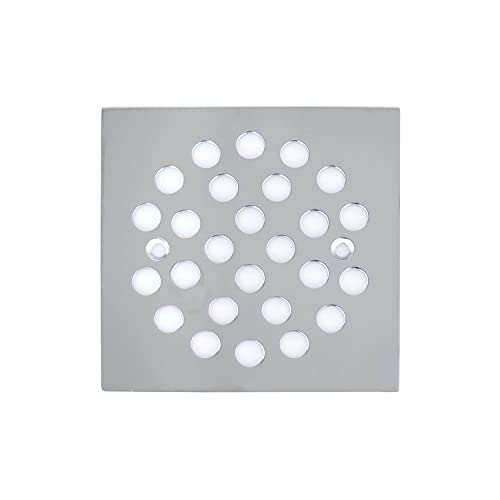 4-1/4 Inch Square Screw-in Shower Drain Cover (Chrome) | Square 4.25-inch design, Thickened 304 stainless steel,replaceable grate with matching screws for bathroom floor drain - color: Chrome