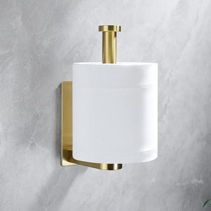 YIGII Adhesive Toilet Paper Holder - Self Adhesive Toilet Paper Roll Holder Wall Mount for Bathroom, Premium Thicken Brushed Brass Stainless Steel, Rustproof - color: Brass