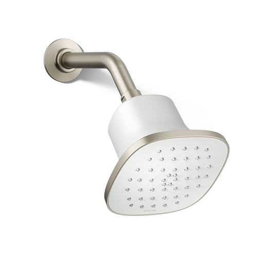 KOHLER 37722-G-BN Cinq Square Single-Function Filtered Showerhead, Five-Layer Filtration, 1.75 GPM, Contemporary Design, Easy to Clean, Vibrant Brushed Nickel - color: Vibrant Brushed Nickel, size: 1.75 GPM, style: Square