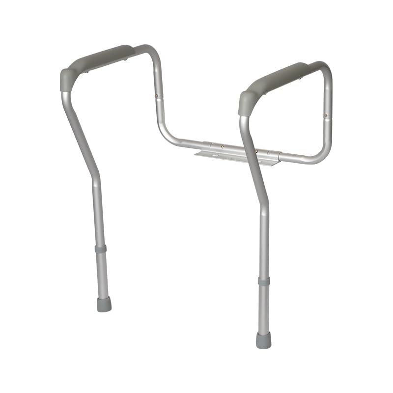 Toilet Safety Rails,Adjustable Safety Frame with Handles for Elderly,Handicap Non-Slip Bathroom Grab Bar with Padded Handles and Aluminum Frame(Size:57cm,Color:Gray)