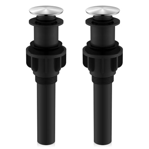 2 Pack Pop Up Bathroom Vessel Sink Drain Assembly Without Overflow | Bathroom Vanity Sink Drain Assembly, Built-in Anti-Clogging Strainer, Plastic Pop Up Drain for Bathroom Vanity Vessel Sink - color: Brushed Nickel X 2, size: Big Pop up Cap (Without Over