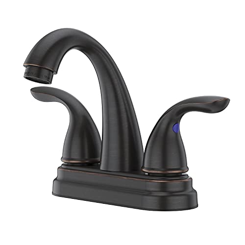 Pfister Pfirst Series Bathroom Sink Faucet 4 in Centerset 2-Handle 3-Hole Tuscan Bronze Finish with Metal Supply Nuts and Decorative Deckplate for Vanity LG148700Y - color: Tuscan Bronze